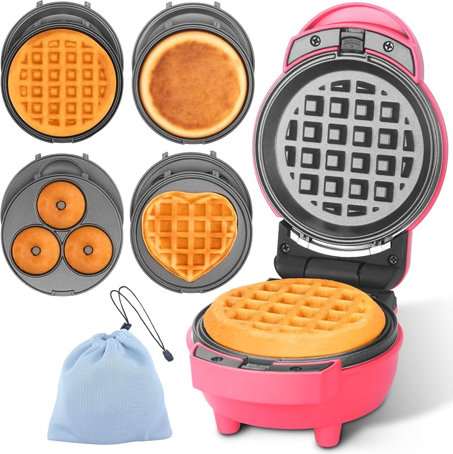 Baker's Friend 4 in 1 Waffle Maker Set: Mini Doughnut & Waffle Maker, Removable Plates, Compact, ... | Amazon (US)