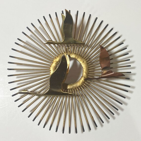 MCM Sunburst Birds in Flight C Jere 10 1/4" Vintage unsigned Wall Art Sculpture | Etsy (US)