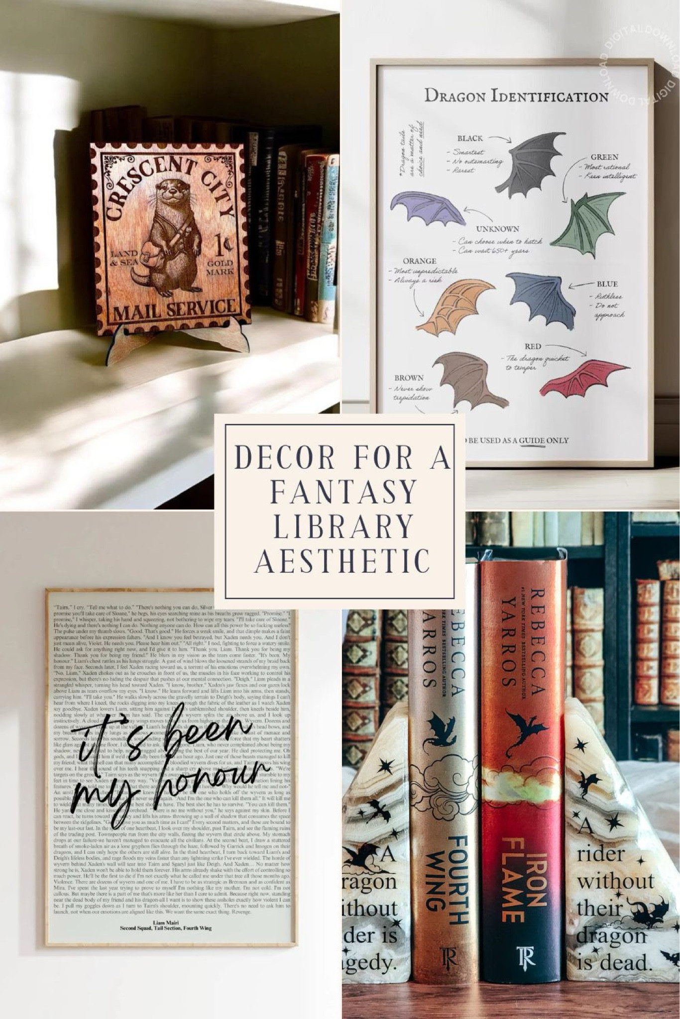 Fantasy Book Decor for Unique Bookshelves & Home Library Rooms - Book Lovers Guide - Looking for small library room ideas suitable for fantasy book lovers? This home decor guide highlights Fourth Wing, ACOTAR, Divine Rivals, Throne of Glass, and Crescent City fantasy book art, among other great book series to read. Explore more small home library room inspiration from Etsy  and great fantasy book aesthetic here, and follow for more recommendations of books to read, bookworm aesthetic finds, gifts for readers, and more!

#LTKSeasonal #LTKGiftGuide #LTKHome