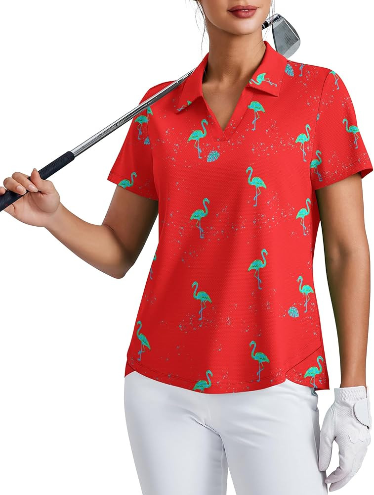 PINSPARK Womens Golf Shirt Short Sleeve Polo Shirts UPF 50+ Tennis Top V-Neck Workout Tops Collar... | Amazon (US)