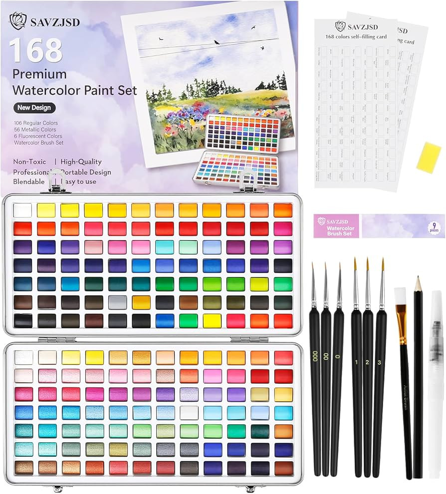 Premium Watercolor Paint Set, Equipped with Detail Paint Brush, Art Supplies, for Artists& Paitin... | Amazon (US)