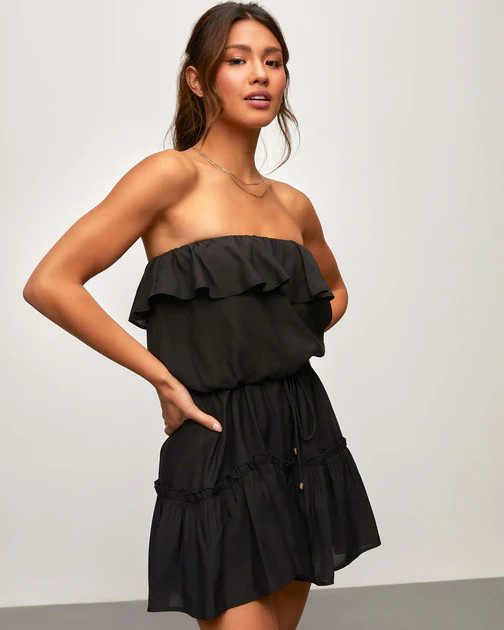 Sandy Afternoons Strapless Romper - Black | VICI