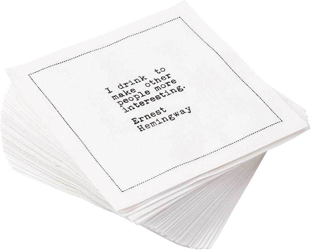 Five Star Napkins Bar Quotes, White Cotton Cocktail Napkins, Beverage Napkins, Bar Napkins, Cloth... | Amazon (US)