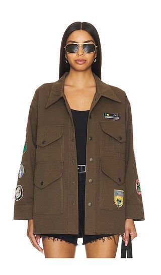 Multi Patch Work Jacket in Mocha | Revolve Clothing (Global)