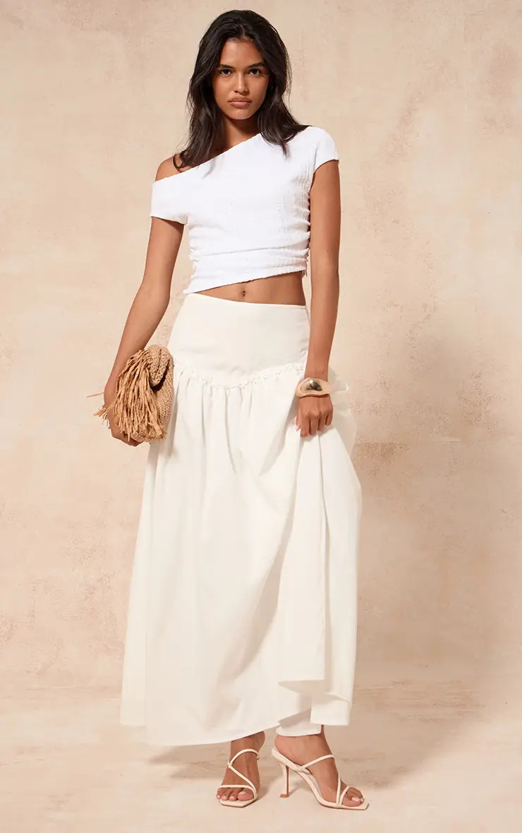 White Volume Maxi Skirt | PrettyLittleThing US