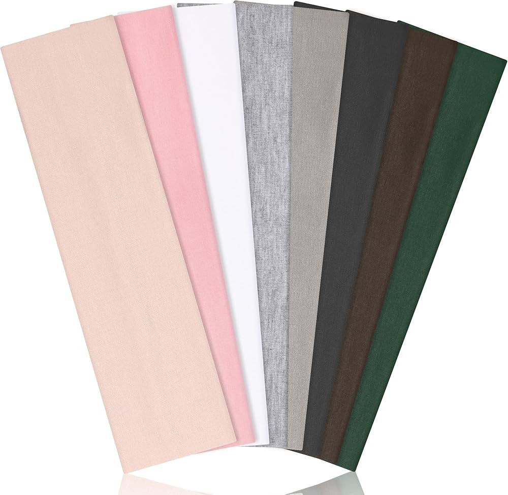 Headbands for Women, 8pcs Stretchy Non Slip Soft Cotton Cloth Hair Bands for Sports, Workout, Yog... | Amazon (US)