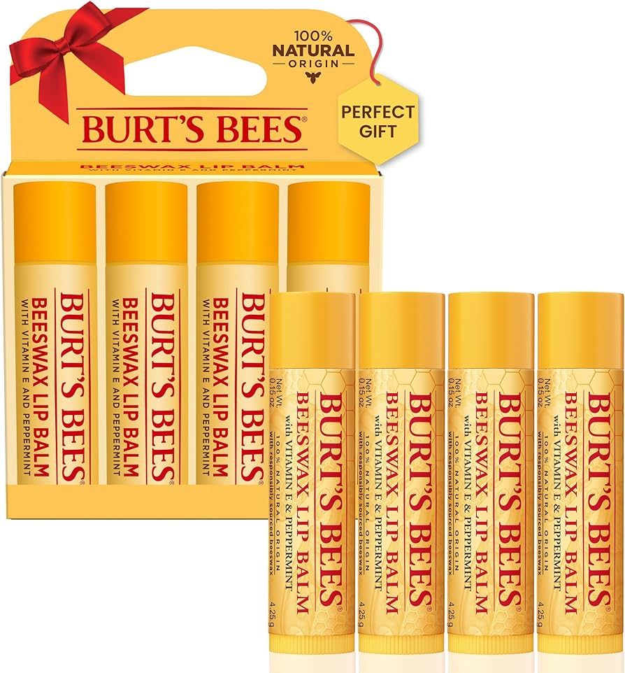 Burt's Bees Lip Balm Stocking Stuffers, Moisturizing Lip Care Christmas Gifts, Original Beeswax w... | Amazon (US)