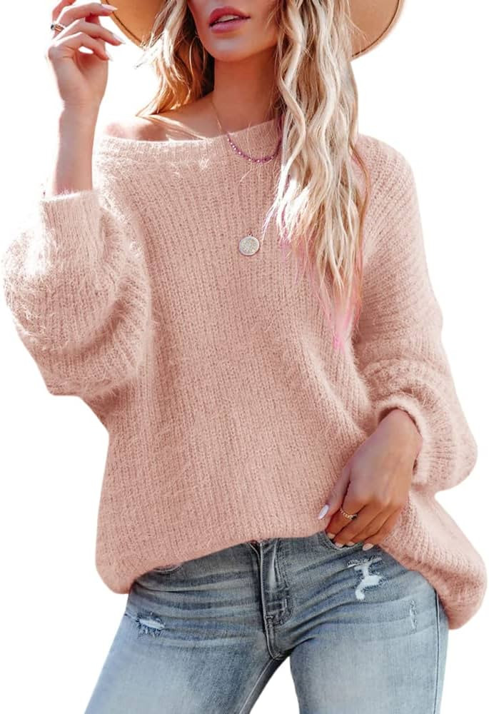 Jeemery Women's Crewneck Batwing Sleeve Sweaters Oversized Fuzzy Chunky Knit Pullover Winter Tuni... | Amazon (US)