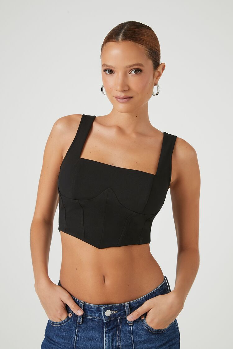 Women's Corset Crop Top in Black, XL | Forever 21