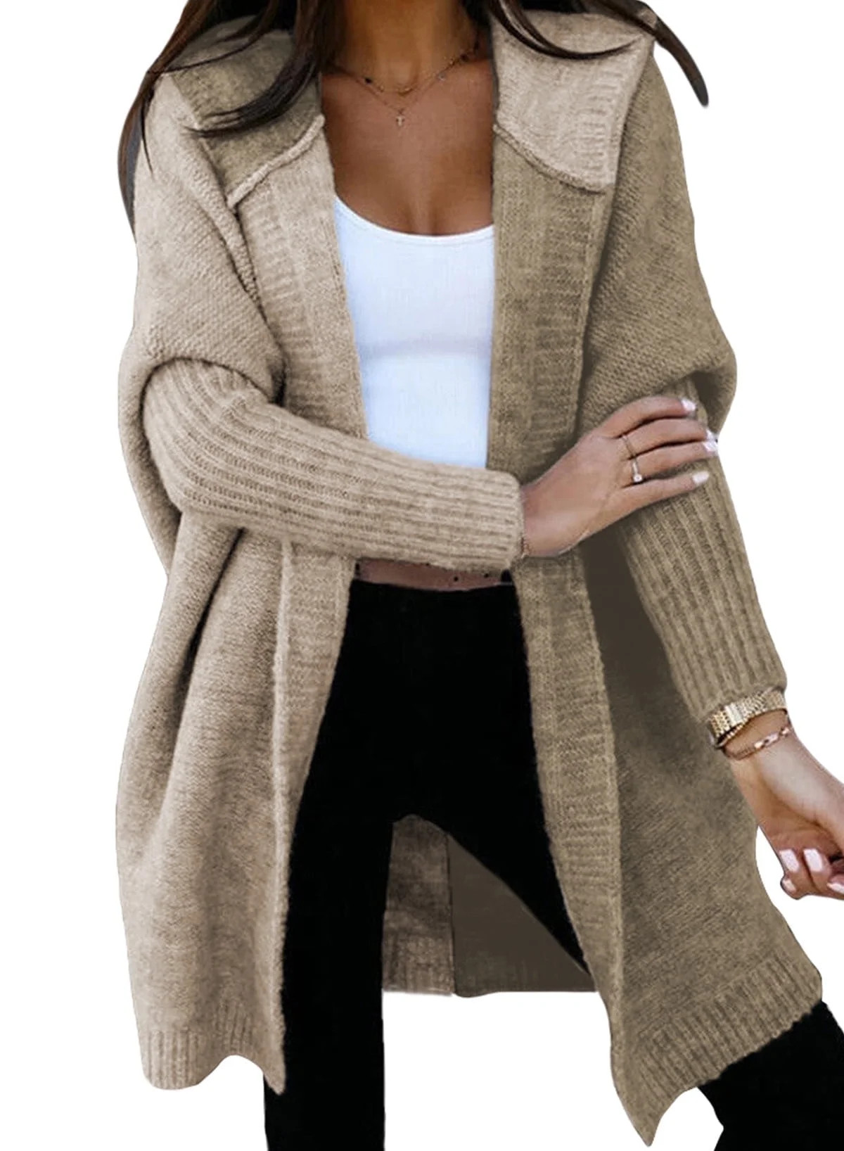 SHEWIN Hooded Cardigans Sweaters for Women Oversized Long Sleeve Color Block Patchwork Outerwear ... | Walmart (US)