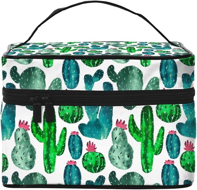 ILEABEC Cactus Travel Makeup Bag for Women Large Cosmetic Bags Portable Makeup Organizer Bag Vaca... | Amazon (US)