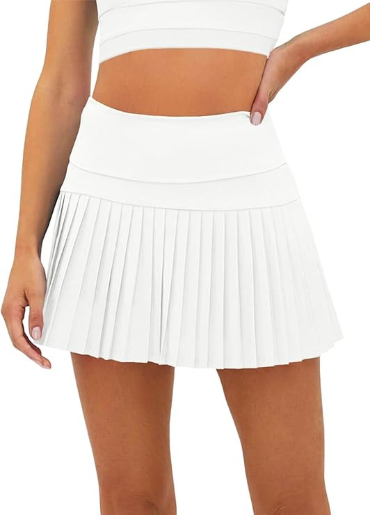 Fisoew Women's High Waisted Tennis Skirts Color Block Pleated Athletic Golf Skorts with Built in ... | Amazon (US)