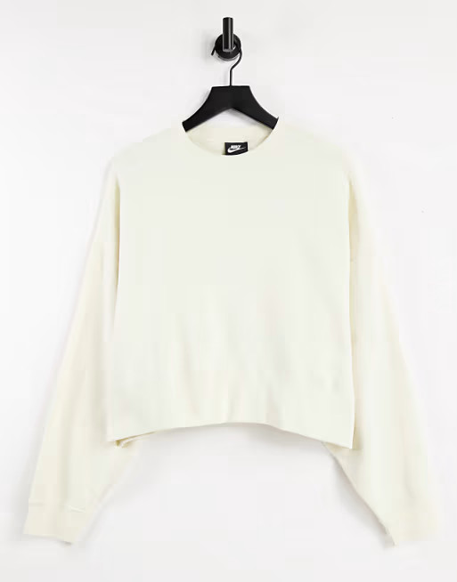 Nike mini swoosh oversized boxy sweatshirt in off white | ASOS (Global)