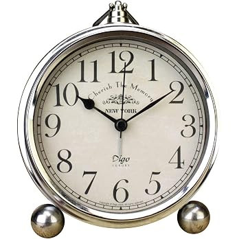 JUSTUP Vintage Table Clock, Iron European Style Desk Clock Battery Operated | Amazon (US)
