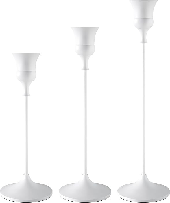 Candlestick Holders White, 3 Packs Taper Candle Holder for Candlesticks, Candle Sticks Holder Dec... | Amazon (US)