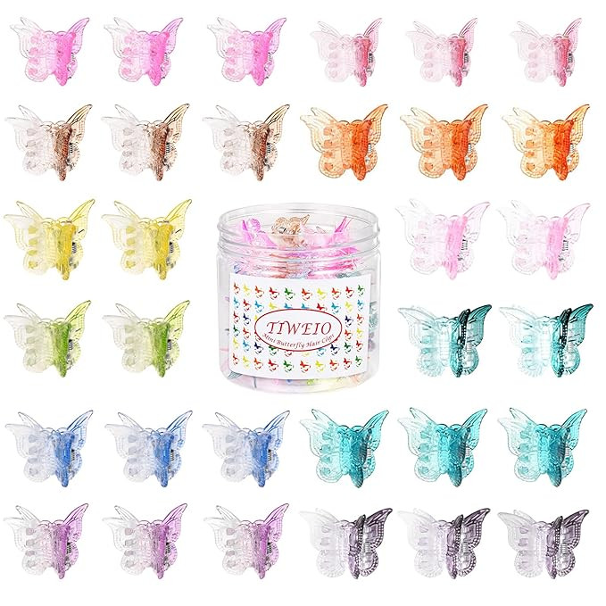 50 Pieces Butterfly Hair Clips Mini Hair Clips, Tiweio Small Hair Claw Clips Pastel Hair Clips Mi... | Amazon (US)
