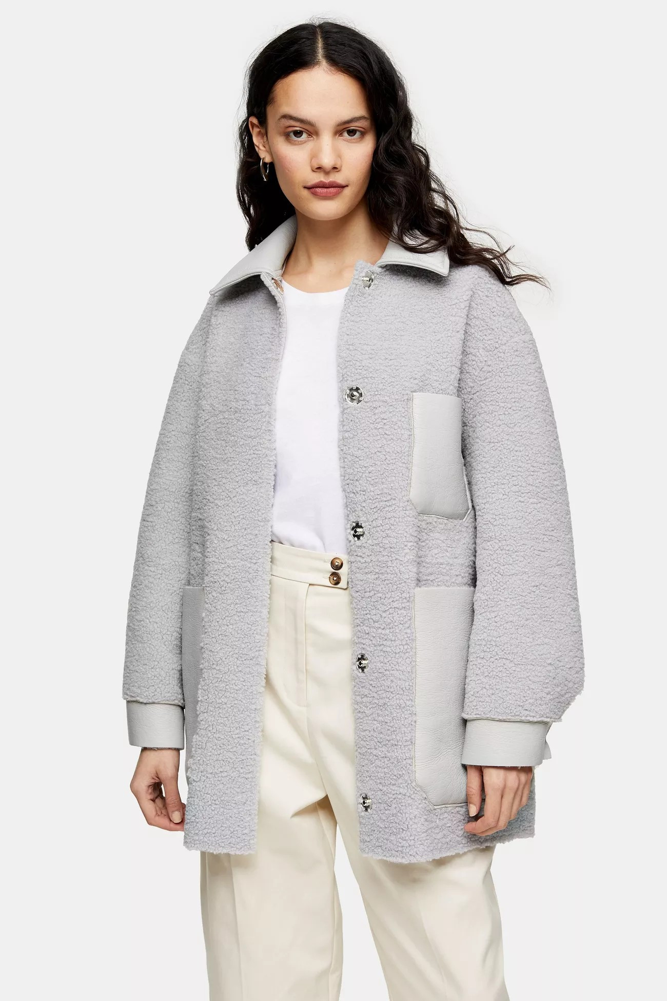 Gray Borg Shacket | Topshop US