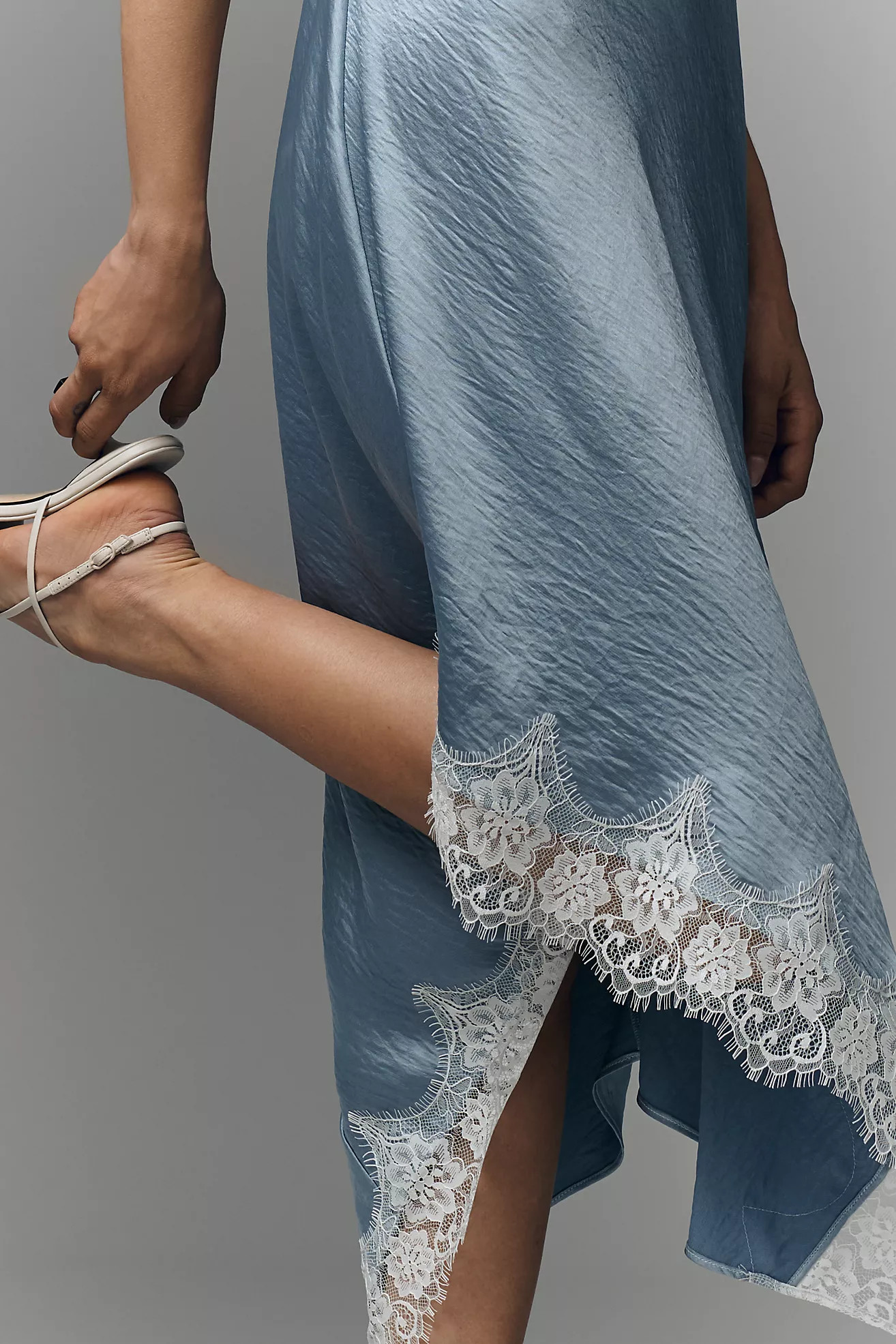 By Anthropologie Asymmetric Sleeveless Lace Slip Dress | Anthropologie (US)