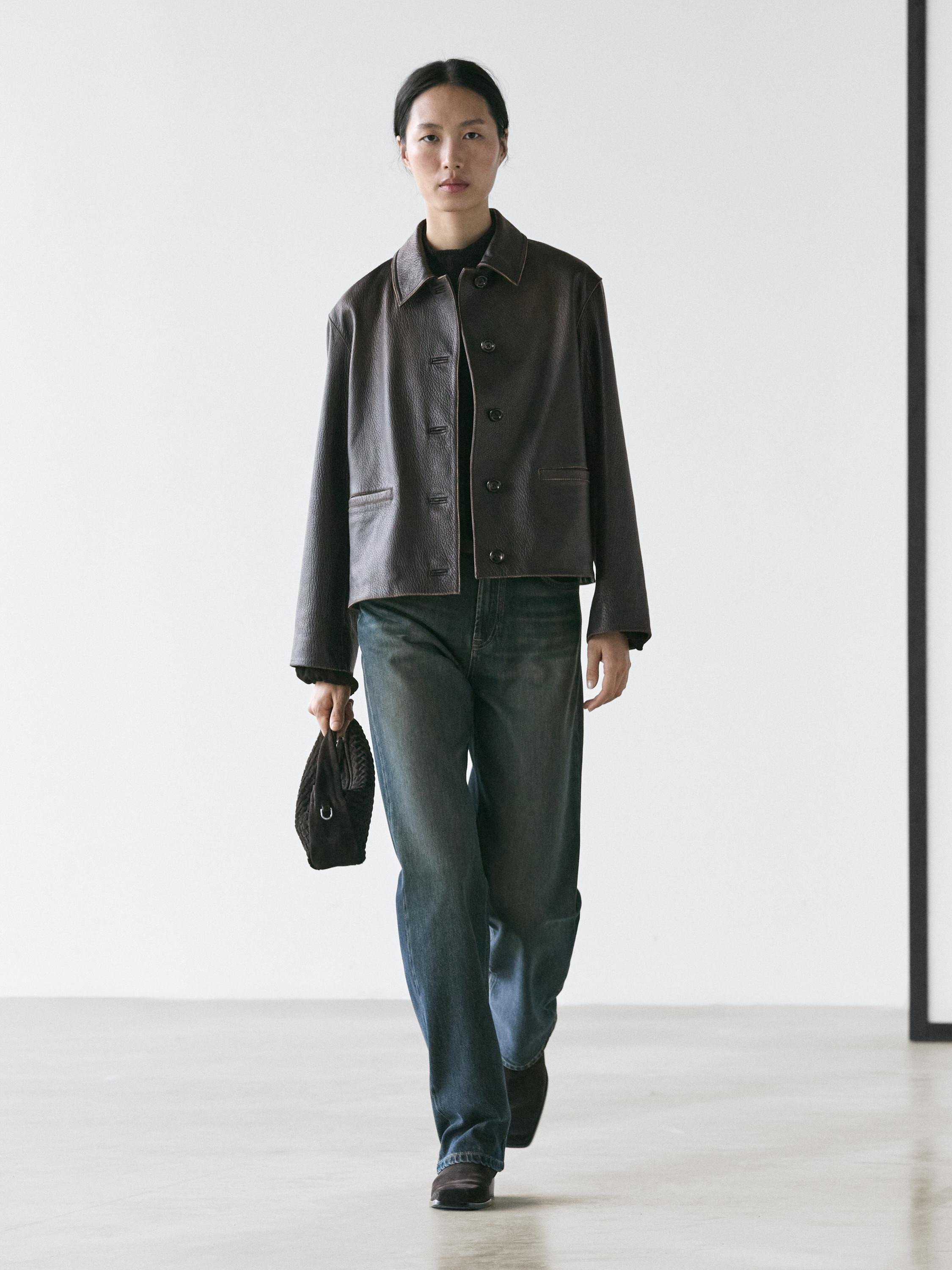Blouson court en cuir nappa | Massimo Dutti FR
