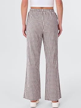 ANRABESS Women's Striped Gingham Pants 2025 Fall Pajama Lounge Boxer Pants Casual Wide Leg Drawst... | Amazon (US)