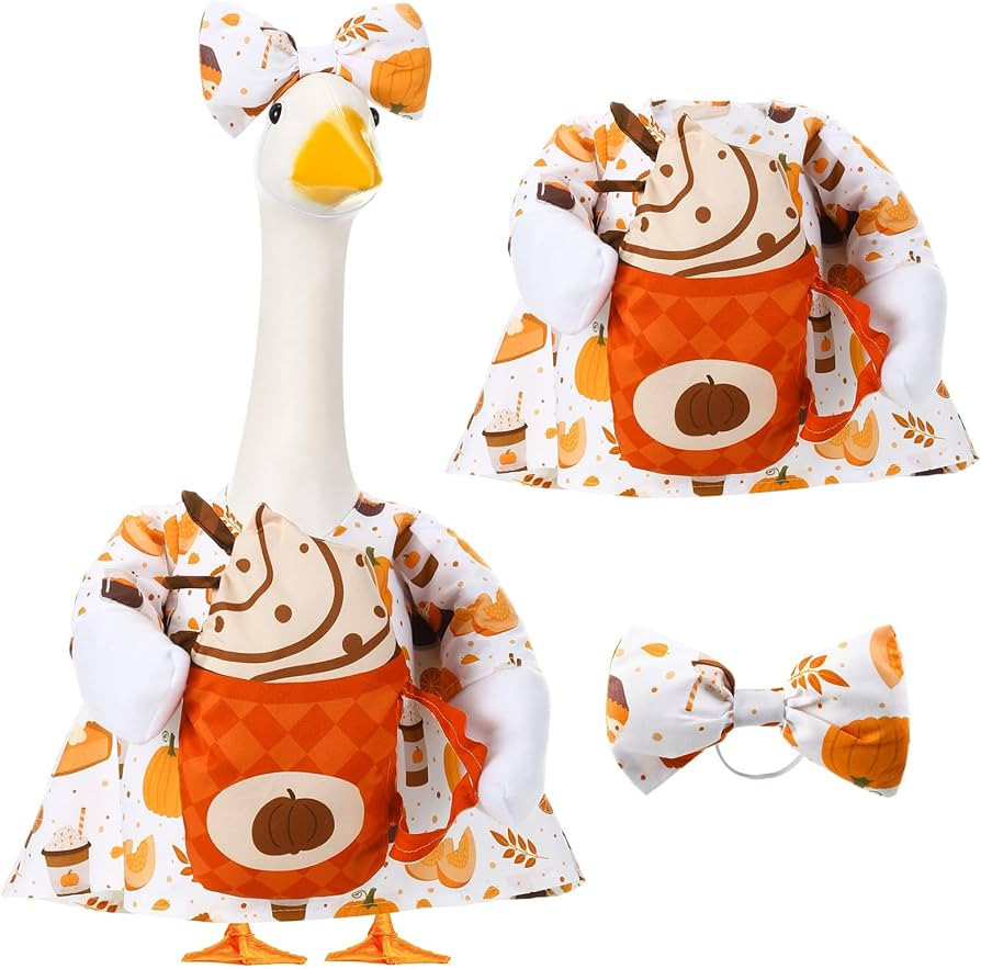 Sanwuta 1 Set Thanksgiving Porch Goose Outfit for 23" Lawn Cement Porch Geese Costume for Fall Ga... | Amazon (US)