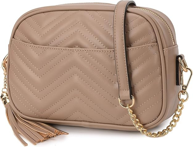 lola mae Quilted Crossbody Bag, Medium Lightweight Shoulder Purse Top Zipper Tassel Accent | Amazon (US)