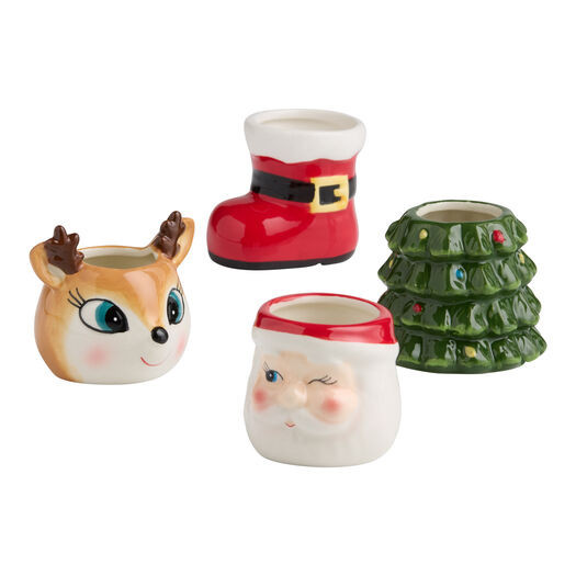 Ceramic Christmas Hand Painted Figural Shot Glasses 4 Pack by World Market | World Market