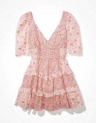 AE Ruched Fit & Flare Mini Dress | American Eagle Outfitters (US & CA)