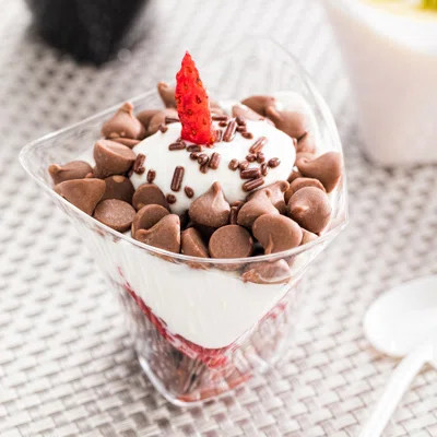 Restaurantware-4 Ounce Small Serving Cups, 100 Triangular Dessert Shooters - Disposable, Crescendo Design, White Plastic Mini Dessert Cups, Serve Appe | Wayfair North America