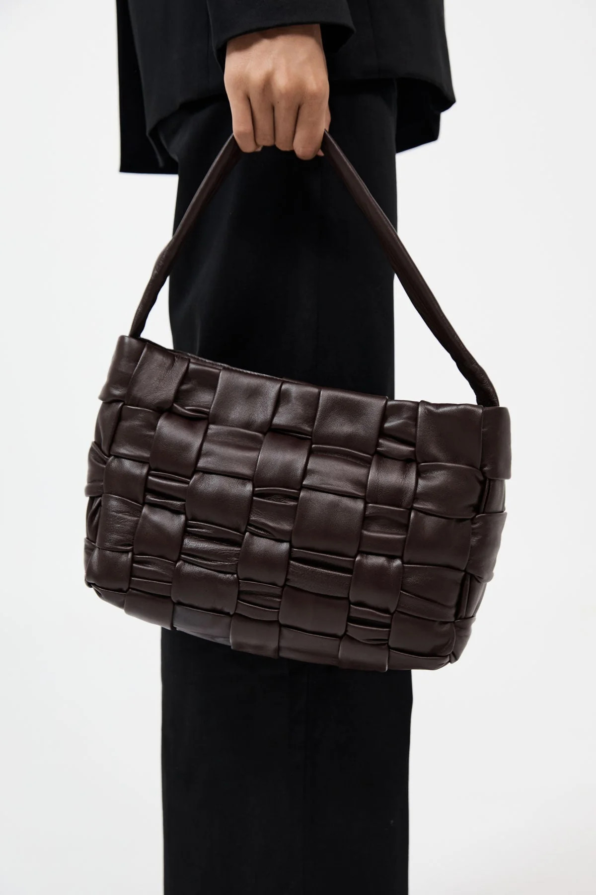 Textured Mini Woven Tote - Chocolate | St. Agni (US, UK, EU)