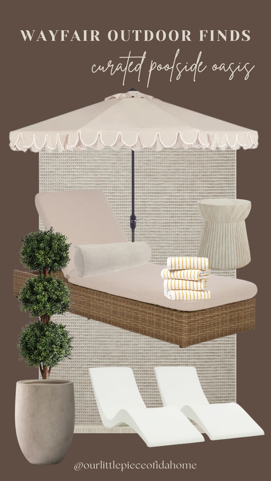 I’ve been gathering outdoor pieces that make a backyard feel more relaxed, layered, and resort-inspired, and these Wayfair finds are some of my favorites.

From the scalloped umbrella and woven chaise lounge to the oversized planters and pool loungers, every piece has that elevated neutral look I always gravitate toward. Everything is linked here for an easy outdoor refresh.
@Wayfair

#LTKSaleAlert #LTKU #LTKHome