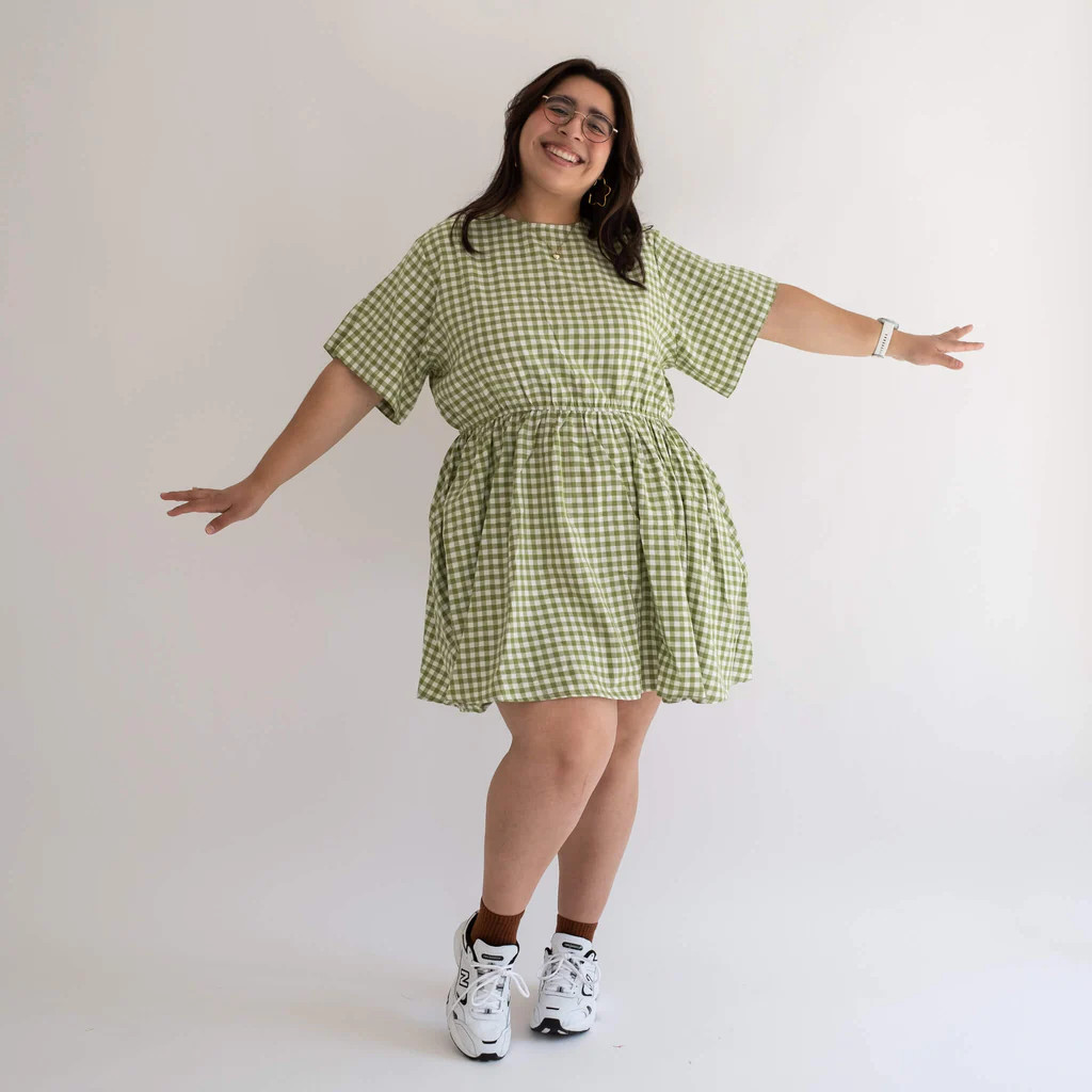Gingham Dress - Matcha | Shiny by Nature