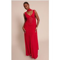 Red Mesh Scarf Detail Maxi Dress | PrettyLittleThing US