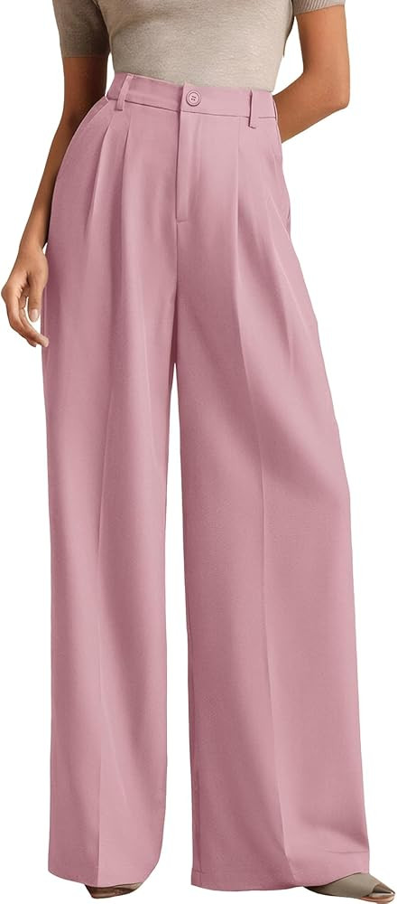ELLEVEN Women's Casual Wide Leg Dress-Pants, High Elastic Waisted in The Back Business Flowy Trou... | Amazon (US)