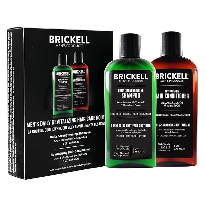 Brickell Men’s Daily Revitalizing Hair Care Routine, Shampoo and Conditioner Set For Men, Mint ... | Amazon (US)