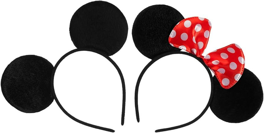 FANYITY Mouse Ears, 2 Pcs Mice Ear Costume Headbands Hair Band for Christmas Party (Black&Dot) | Amazon (US)