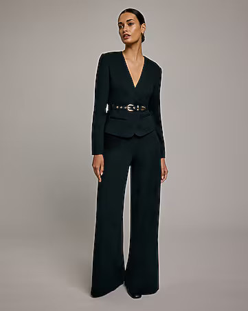 Pull-on Signature Ponte High Waisted Wide Leg Pant. | Express