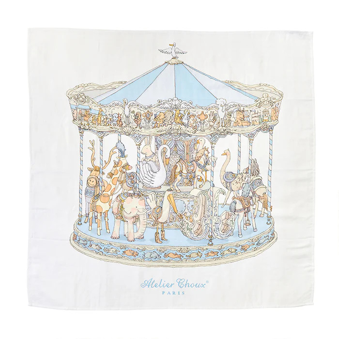 Atelier Choux Carré – Blue Carousel Swaddle | Caitlin Wilson Design