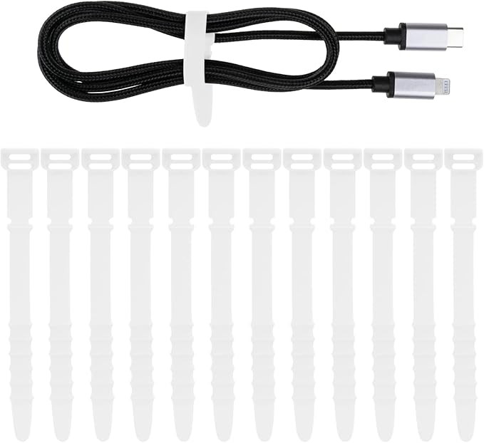 Neepanda 12 Pack Reusable Cable Zip Ties, 4.5 Inch Elastic Silicone Cord Organizer Straps for Bun... | Amazon (US)