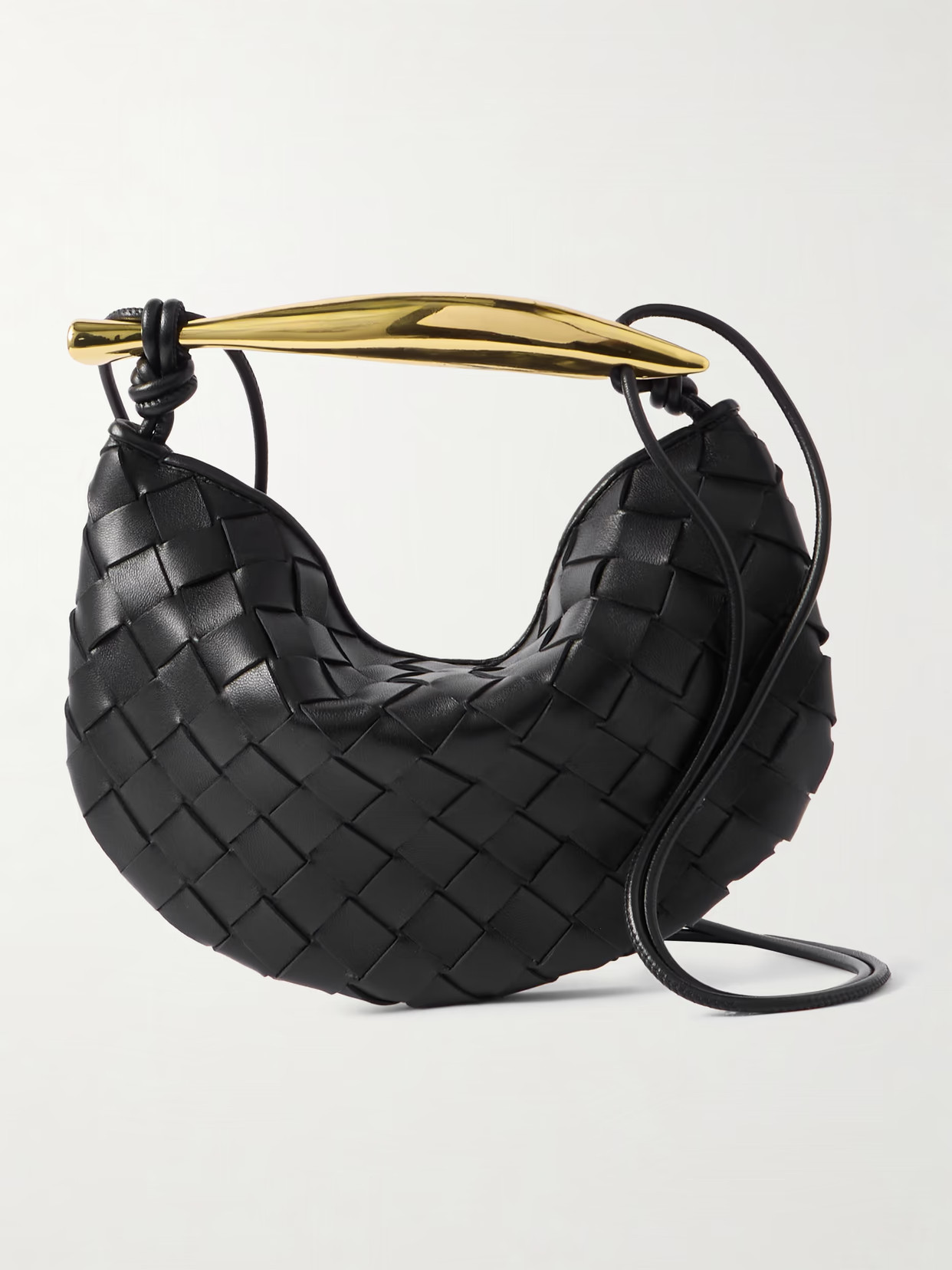 Bottega Veneta - Sardine Mini Embellished Intrecciato Leather Shoulder Bag - Black | NET-A-PORTER (US)