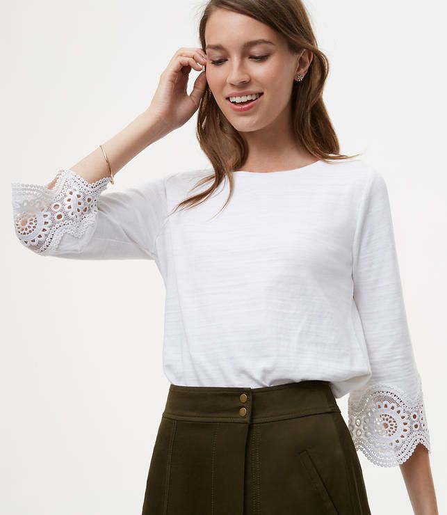 Lace Cuff Tee | LOFT