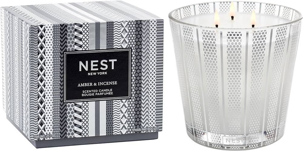 NEST Fragrances Amber & Incense Scented 3-Wick Candle, 21 Ounces | Amazon (US)