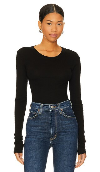 Long Sleeve Thermal Tee in Jet Black | Revolve Clothing (Global)