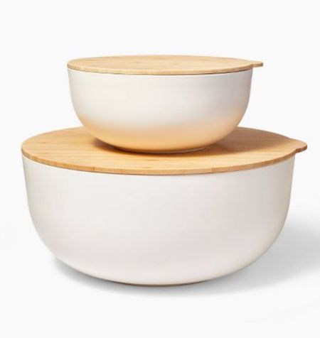 4pc (set of 2) Plastic Mixing Bowl Set with Bamboo Lids Cream - Figmint™ 

#LTKfindsunder50 #LTKhome