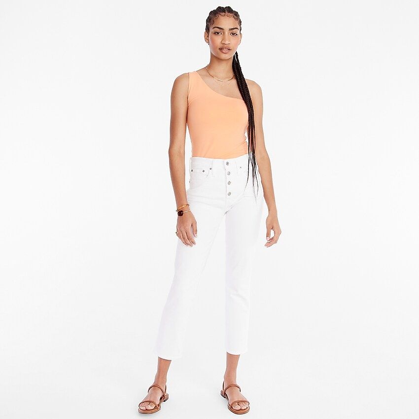 Vintage straight jean in white with exposed buttons | J.Crew US