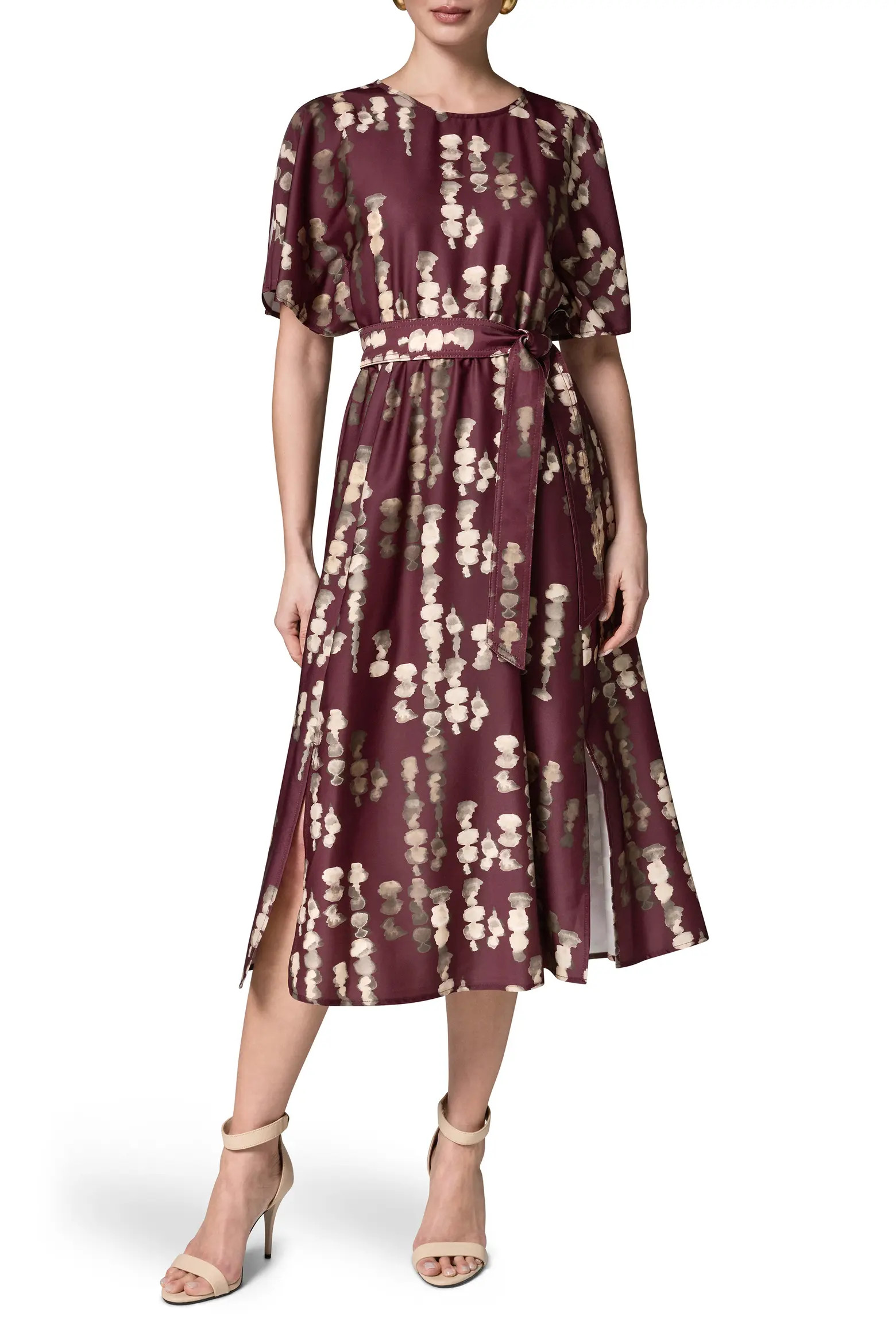 Print Stretch Satin Midi Dress (Women) | Nordstrom | Nordstrom