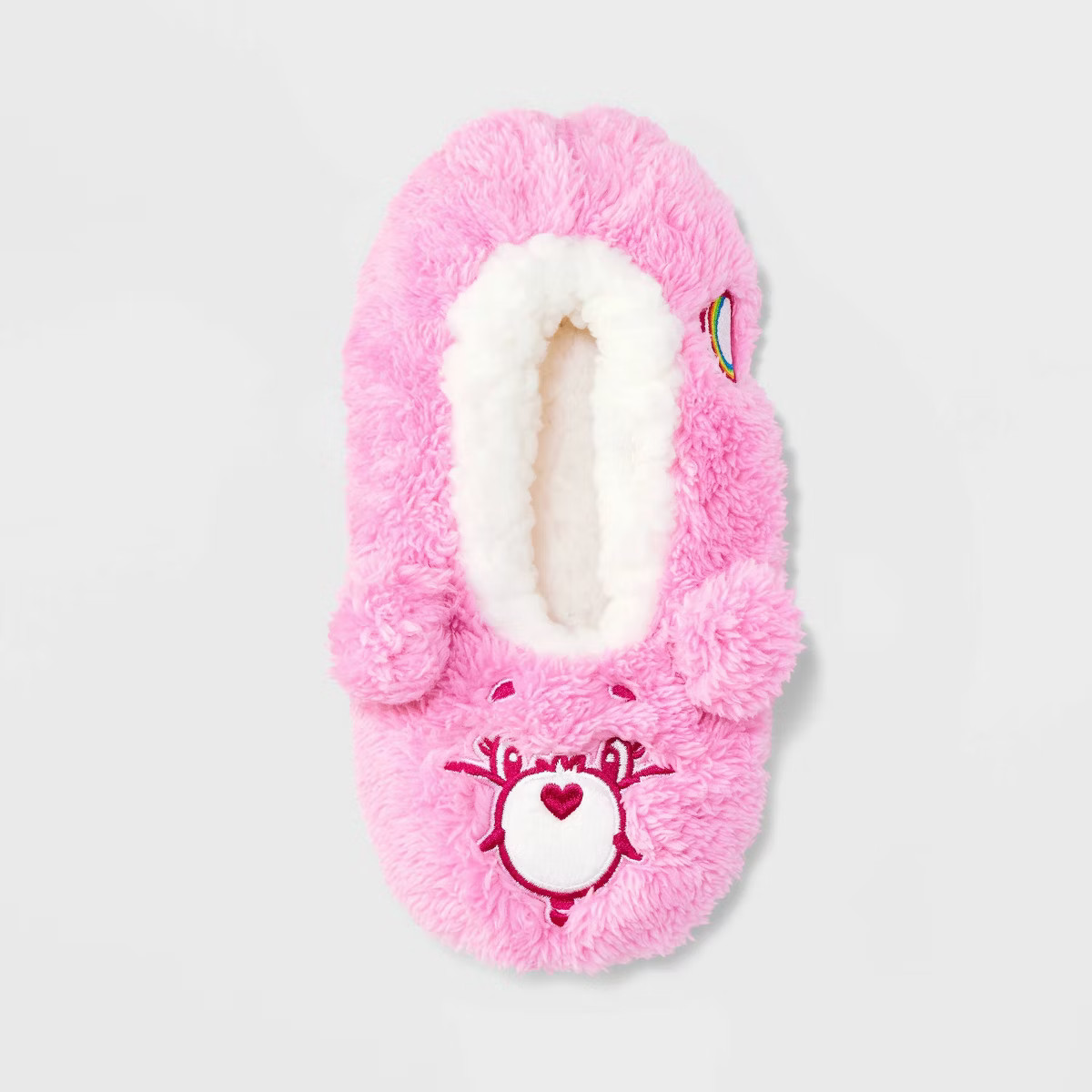 Women's Care Bears Pull-On Slipper Socks with Grippers - Pink S/M | Target