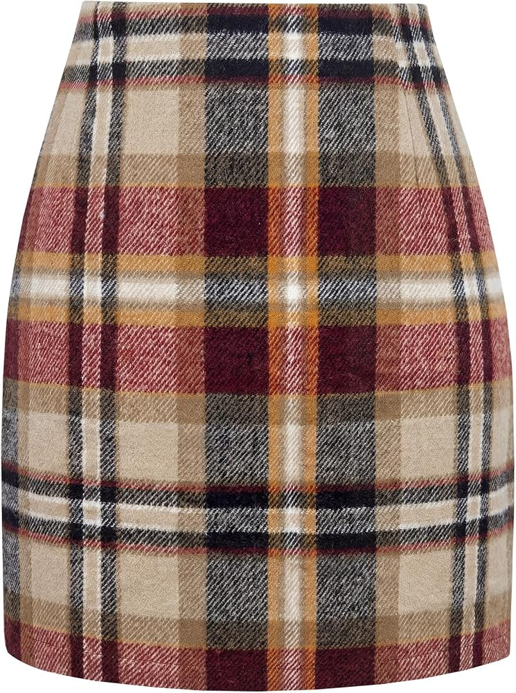 ANRABESS Women's Tartan Plaid Skirt Fall Bodycon Pencil Mini Skirts | Amazon (US)