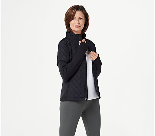 zuda Quilted Jacket with Scuba Knit Sleeves | QVC