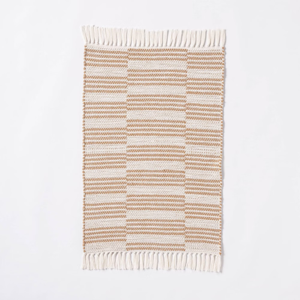 2'x3' Rossmoor Indoor/Outdoor Plaid Scatter Rug Tan - Threshold designed with Studio McGee | Target